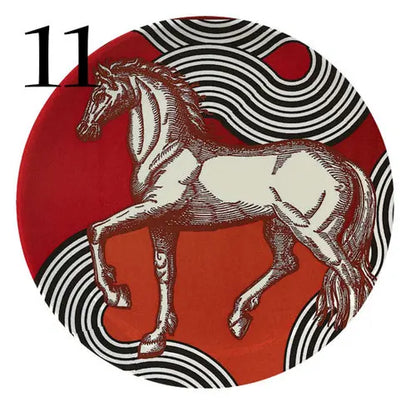 Jungle Horse Series Decorative Plates -  European-Style Round Ceramic Shapes @ghoddosh.com