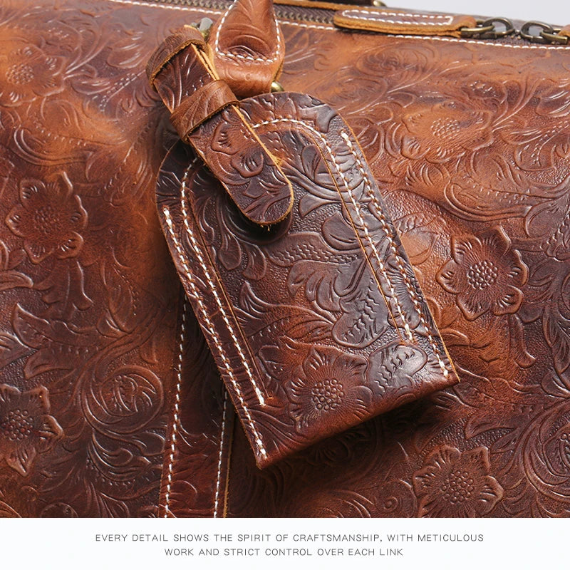 Vintage Embossed Handbag Leather Bag Large  Ghoddosh 
