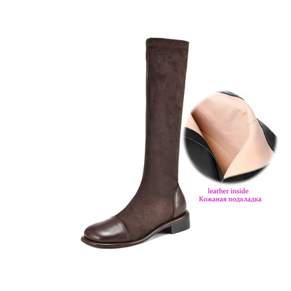 Thigh High Riding Boots — Microfiber Flock, Square Toe & Chunky Heel (Up to EU 43) - Ghoddosh