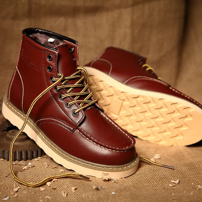 Genuine Leather Men Desert Boots , Men  High Quality Soft Sole  Lace Up Boots - ghoddosh.com