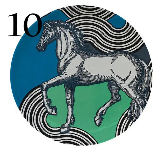 Jungle Horse Series Decorative Plates -  European-Style Round Ceramic Shapes @ghoddosh.com