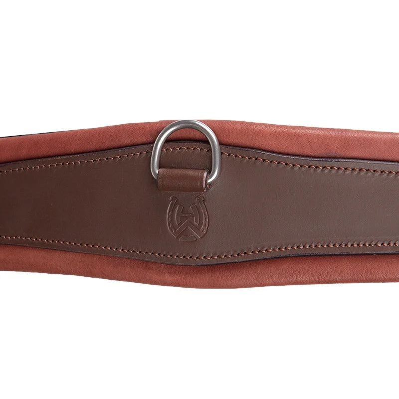 Premium Chocolate Leather Anatomical Girth | Anti-Chafe, Elastic & Padded for Training & Show @ ghoddosh.com