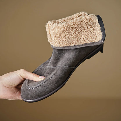 2026 NEW Autumn Women Suede Leather Boots - Round Toe , Low Heel  , Slip-on Chelsea Boots - ghoddosh.com
