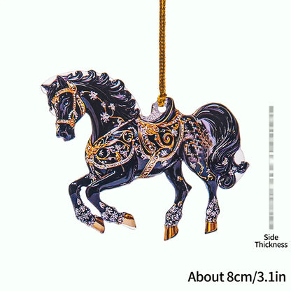 2D Acrylic Horse  Hanging Christmas Tree Ornaments - Ghoddosh.com