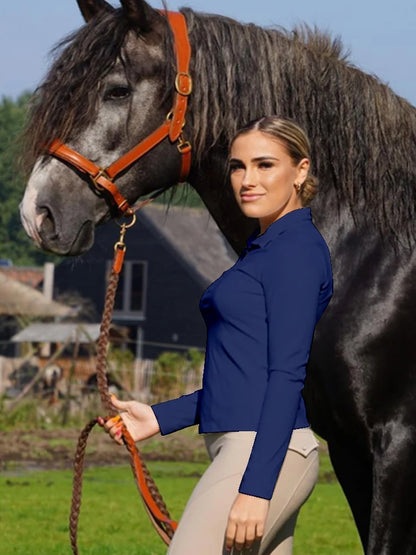 Burgundy Horse Riding T-Shirt / Women Soft Equestrian Long Sleeve Tops / Available in colors - Ghoddosh.com