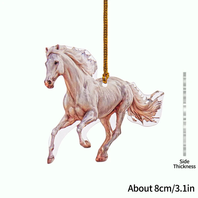 2D Acrylic Horse  Hanging Christmas Tree Ornaments - Ghoddosh.com