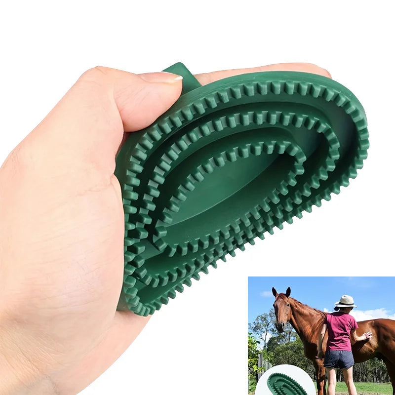 Equestrian Rubber  Cleaning & Massage Brush , Horse  Grooming Durable Detangling Tool @ ghoddosh.com