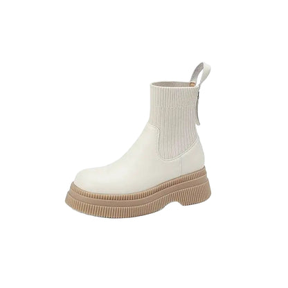 Casual Round-Toe Slip-On Ankle Boots - Ghoddosh