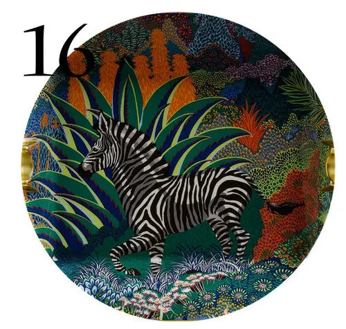 Jungle Horse Series Decorative Plates -  European-Style Round Ceramic Shapes @ghoddosh.com