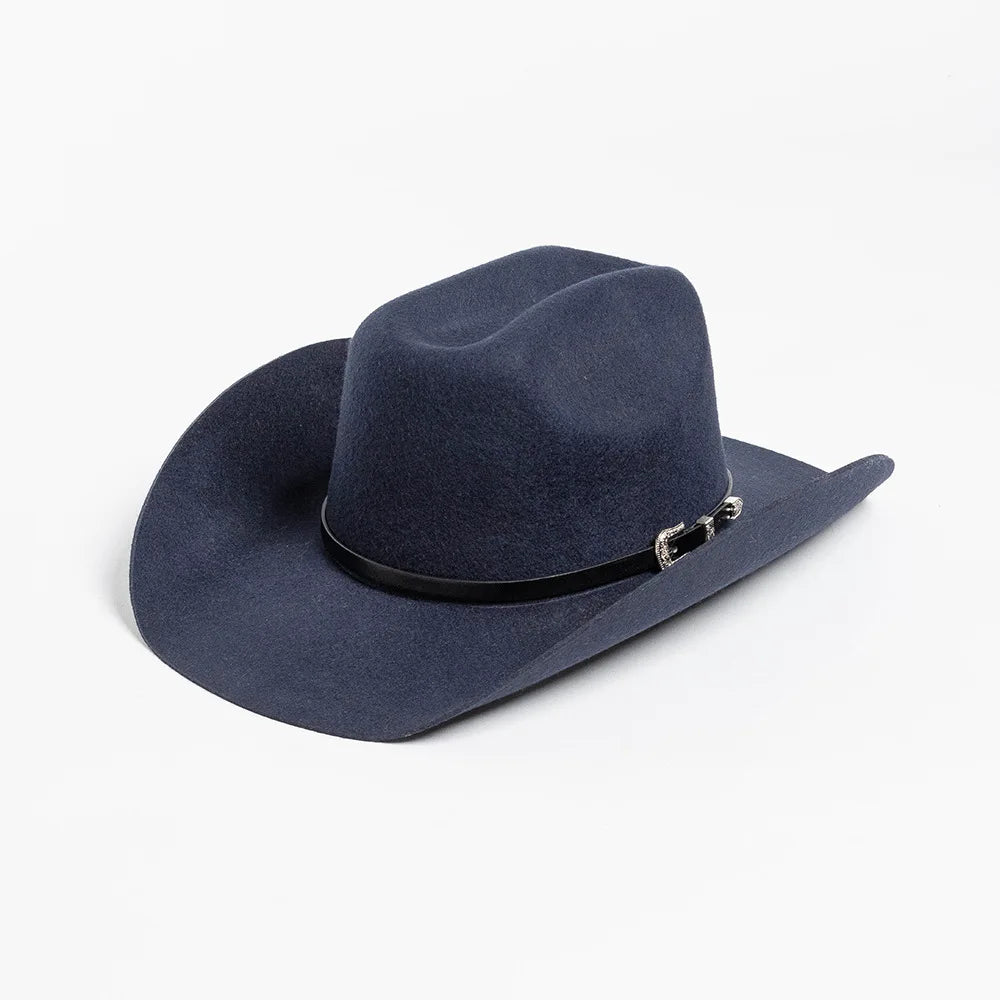 Unisex 100% Wool Cowboy Fedora Hat – Wide Brim Rolled Edge with Belt Buckle @ ghoddosh.com