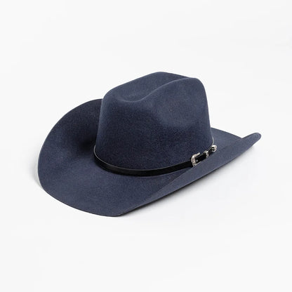 Unisex 100% Wool Cowboy Fedora Hat – Wide Brim Rolled Edge with Belt Buckle @ ghoddosh.com