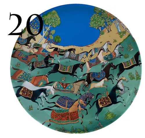 Jungle Horse Series Decorative Plates -  European-Style Round Ceramic Shapes @ghoddosh.com