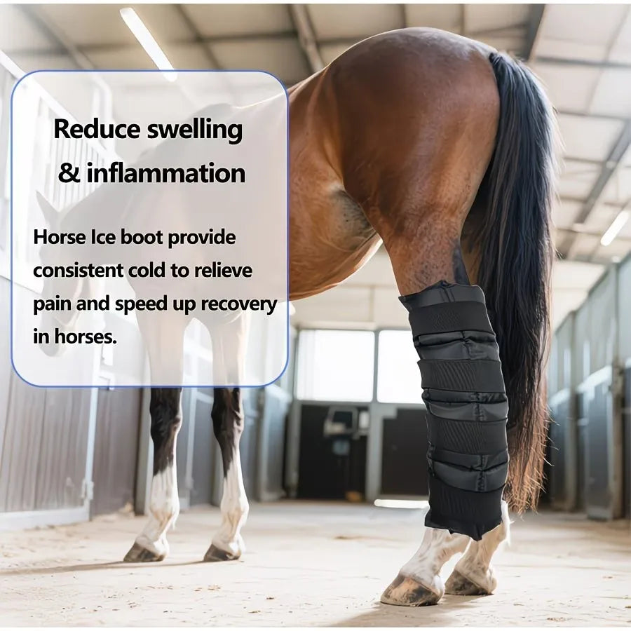 Reusable Horse Ice Leg Wrap for Post-Workout Recovery and Cooling Relief, Adjustable Equine Cold Therapy Boot. @ ghoddosh.com