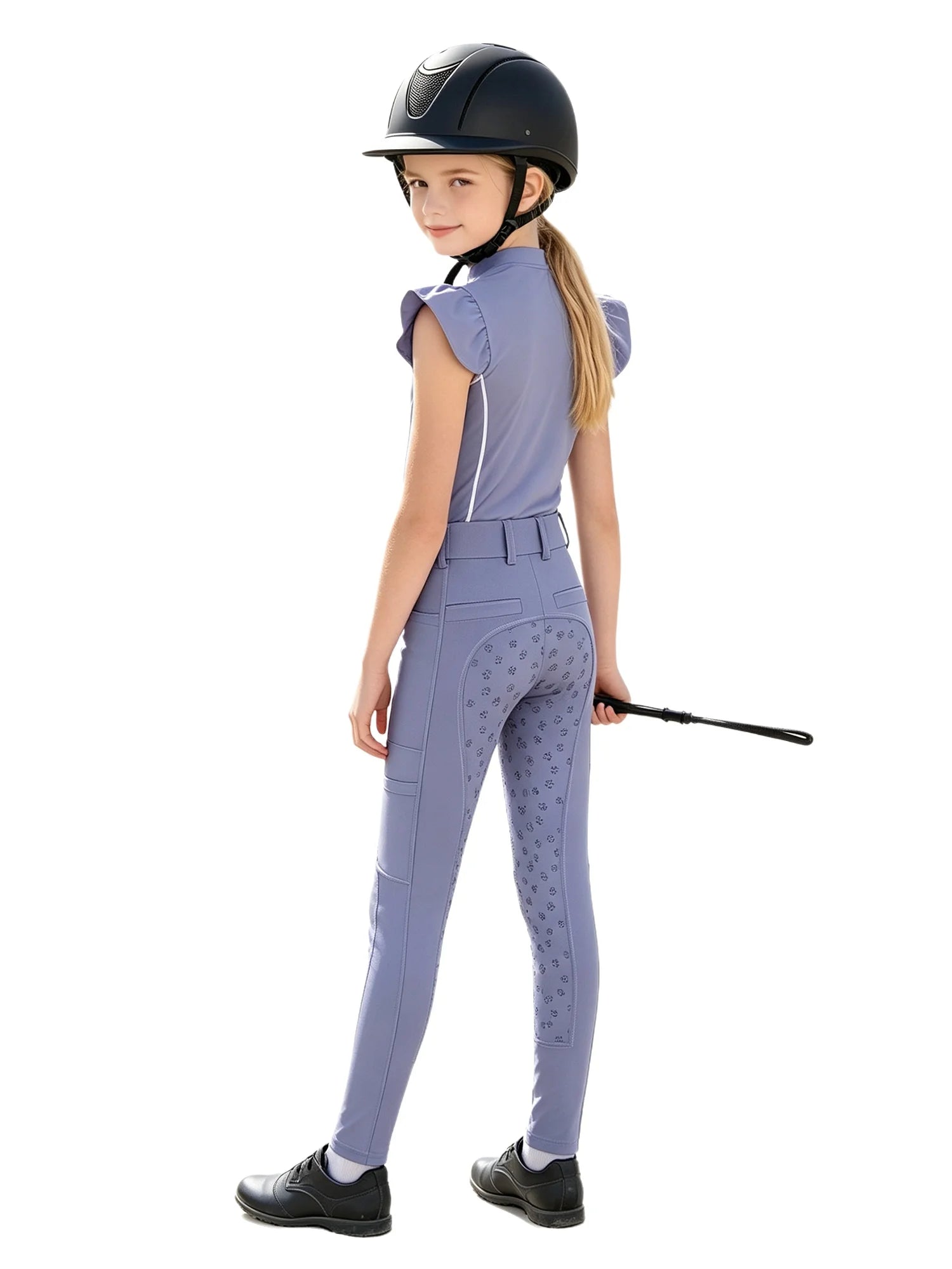  Girls' Equestrian Outfit Set Performance Riding Top & Anti-Slip Full-Seat Breeches @ ghoddosh.com