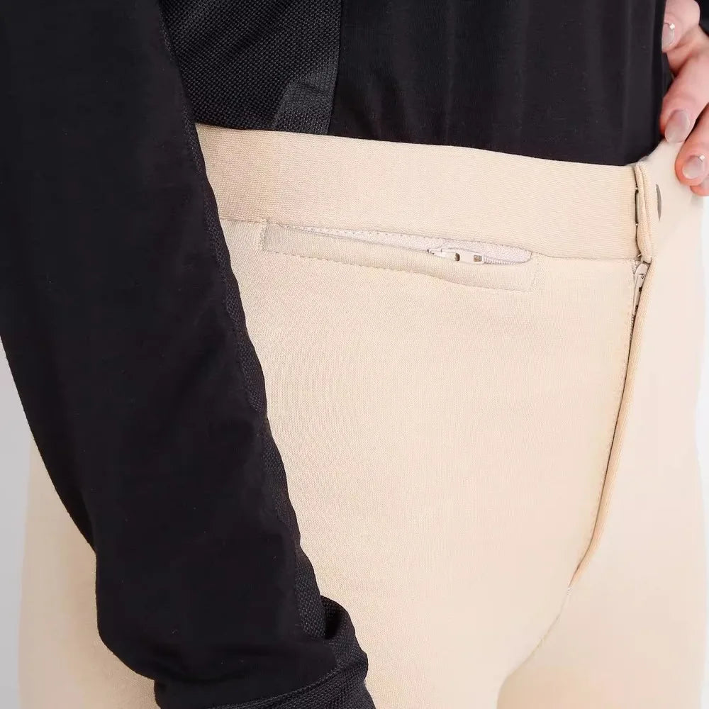 Winter Knitted Half-Leather Equestrian Breeches with Single Zipper @ ghoddosh.com