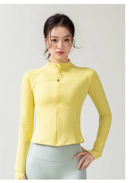 Full Zipper Sports  Women's Shirt -  Slim Long Sleeve  Exercise Sweatshirt @ ghoddosh.com