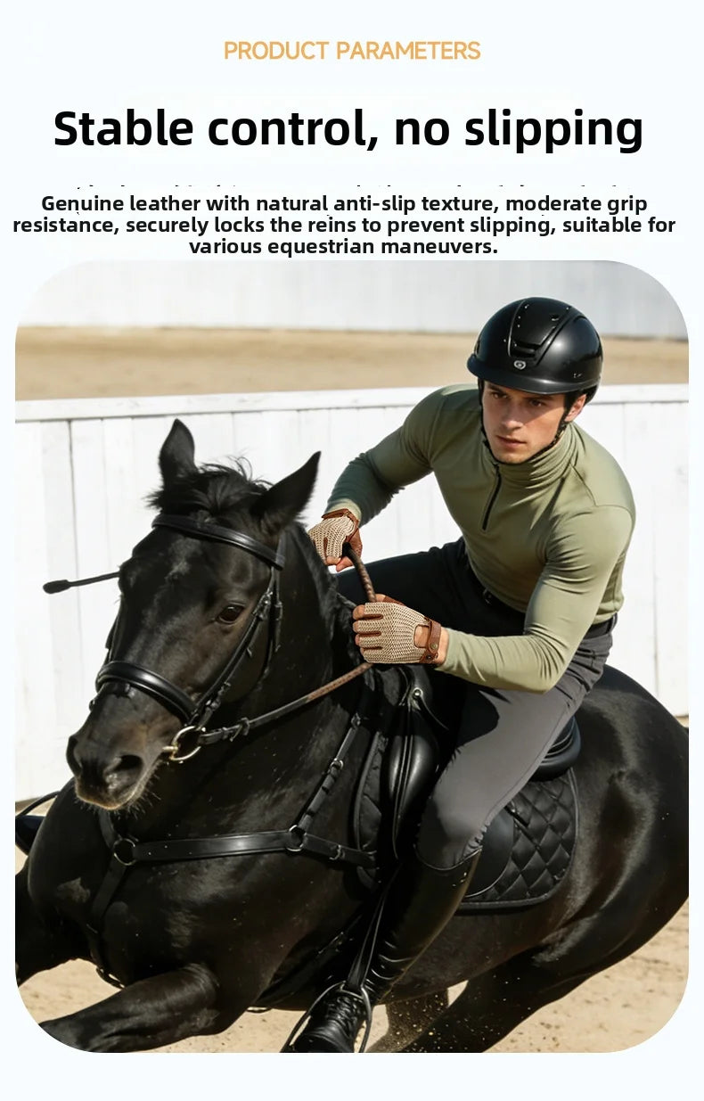 Half Finger Goatskin Riding Gloves | Breathable Anti-Slip Equestrian Mitts for Men & Women @ ghoddosh.com