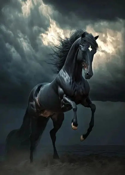 Dynamic Black and White Running Horses Canvas Wall Art