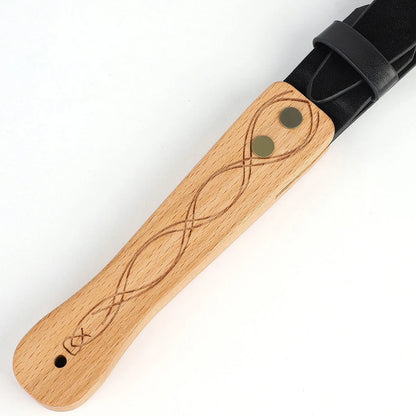 Equestrian 74CM PU Leather Horse Whip with Wooden Hand - Ghoddosh
