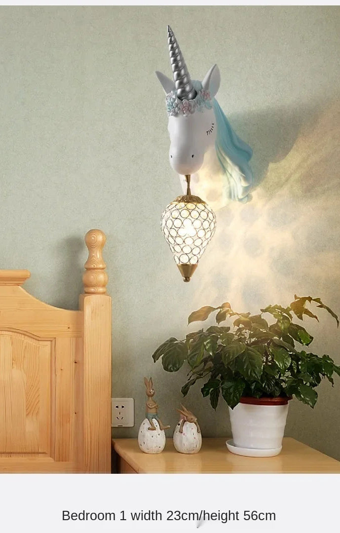Modern Unicorn Wall Mounted Light – Creative Children's Bedroom Décor & Bedside Reading Sconce @ ghoddosh.com