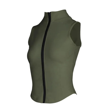 Women's Sleeveless Equestrian Riding T-Shirt – Slim Fit Zip-Up Sports Top for Horseback & Training - Ghoddosh

