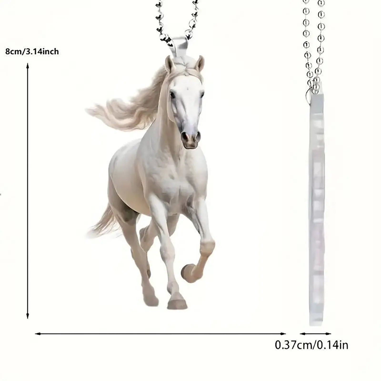 2d Acrylic Christmas Pendant Flat White Horse  @ ghoddosh.com