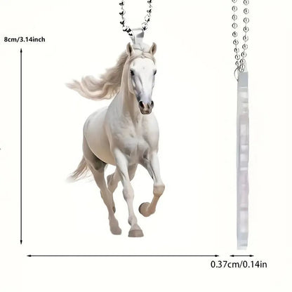 2d Acrylic Christmas Pendant Flat White Horse  @ ghoddosh.com