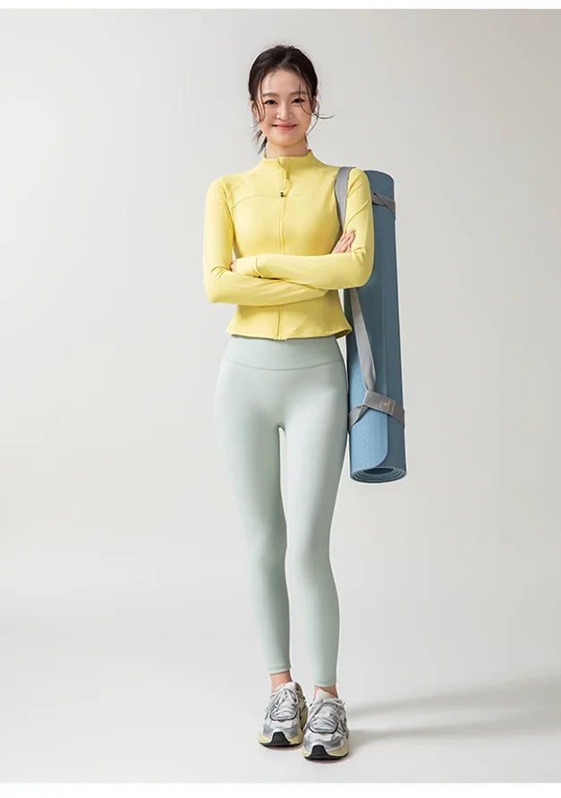 Full Zipper Sports  Women's Shirt -  Slim Long Sleeve  Exercise Sweatshirt @ ghoddosh.com