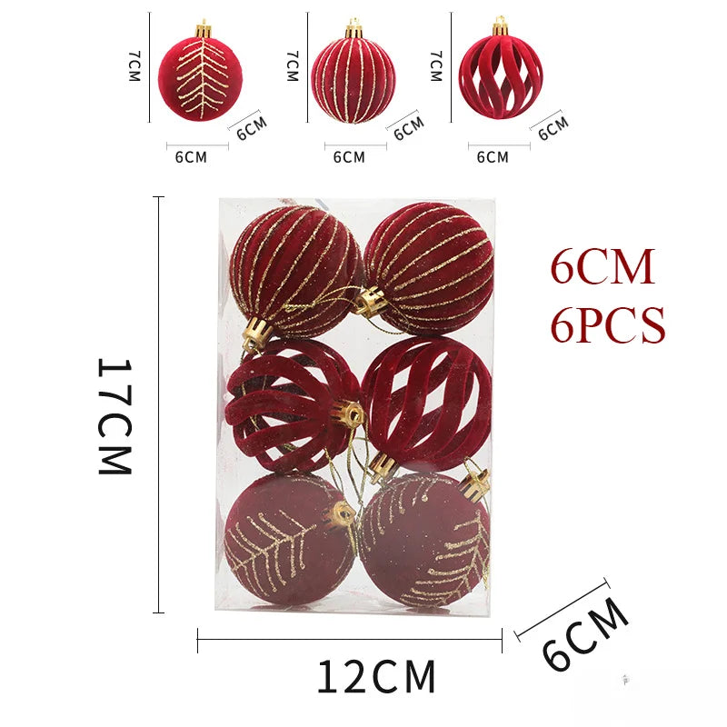 6/12pcs 6cm Wine Red Christmas Ball Ornaments / Available in Dark Green / White Christmas Tree Party Decoration @ghoddosh.com