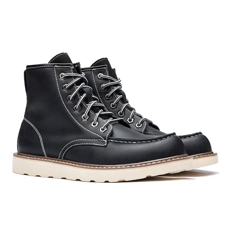 Vintage British Casual Men Shoes Handmade Autumn Winter Snow Plush Warm Leather Ankle Boots Leather @ ghoddosh.com