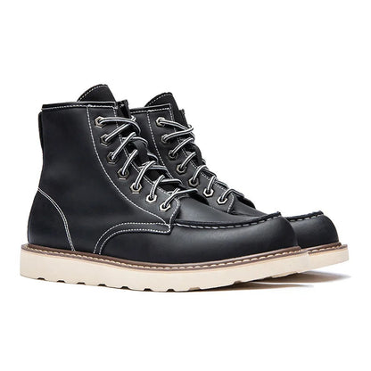 Vintage British Casual Men Shoes Handmade Autumn Winter Snow Plush Warm Leather Ankle Boots Leather @ ghoddosh.com