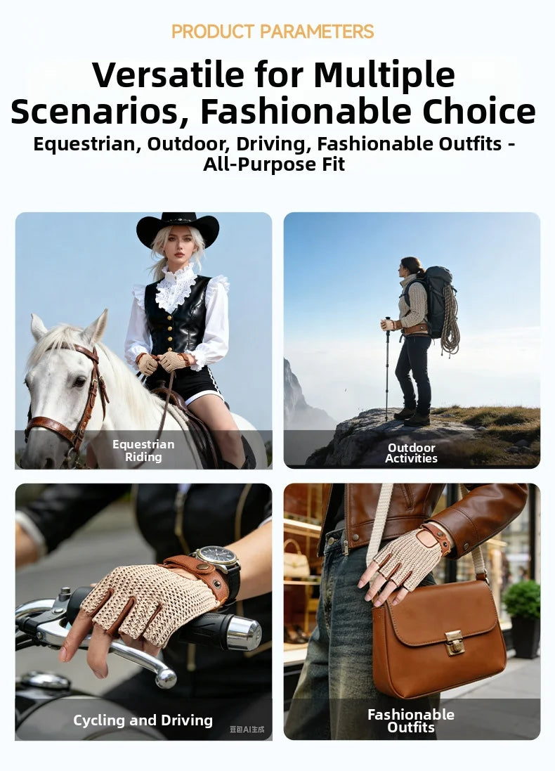 Half Finger Goatskin Riding Gloves | Breathable Anti-Slip Equestrian Mitts for Men & Women @ ghoddosh.com