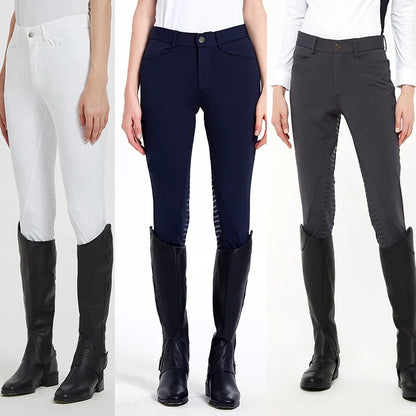 Three pairs of equestrian pants with corresponding black riding boots  . Ghoddosh 