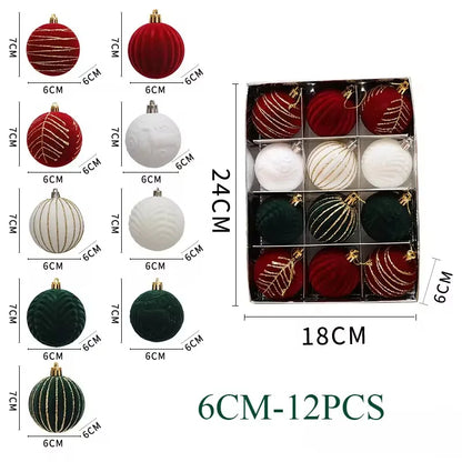 6/12pcs 6cm Wine Red Christmas Ball Ornaments / Available in Dark Green / White Christmas Tree Party Decoration @ghoddosh.com
