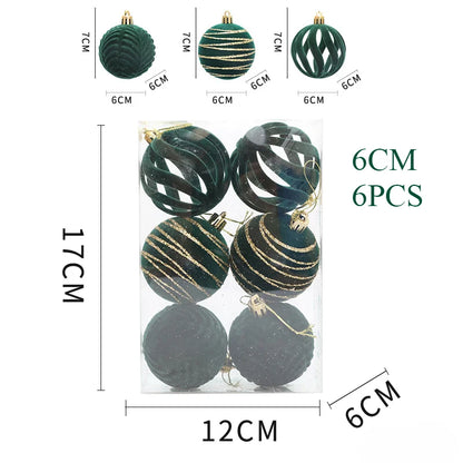 6/12pcs 6cm Wine Red Christmas Ball Ornaments / Available in Dark Green / White Christmas Tree Party Decoration @ghoddosh.com