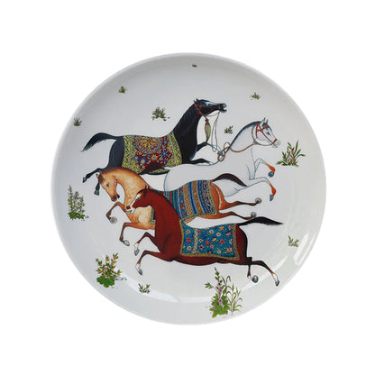 Jungle Horse Series Decorative Plates -  European-Style Round Ceramic Shapes @ghoddosh.com