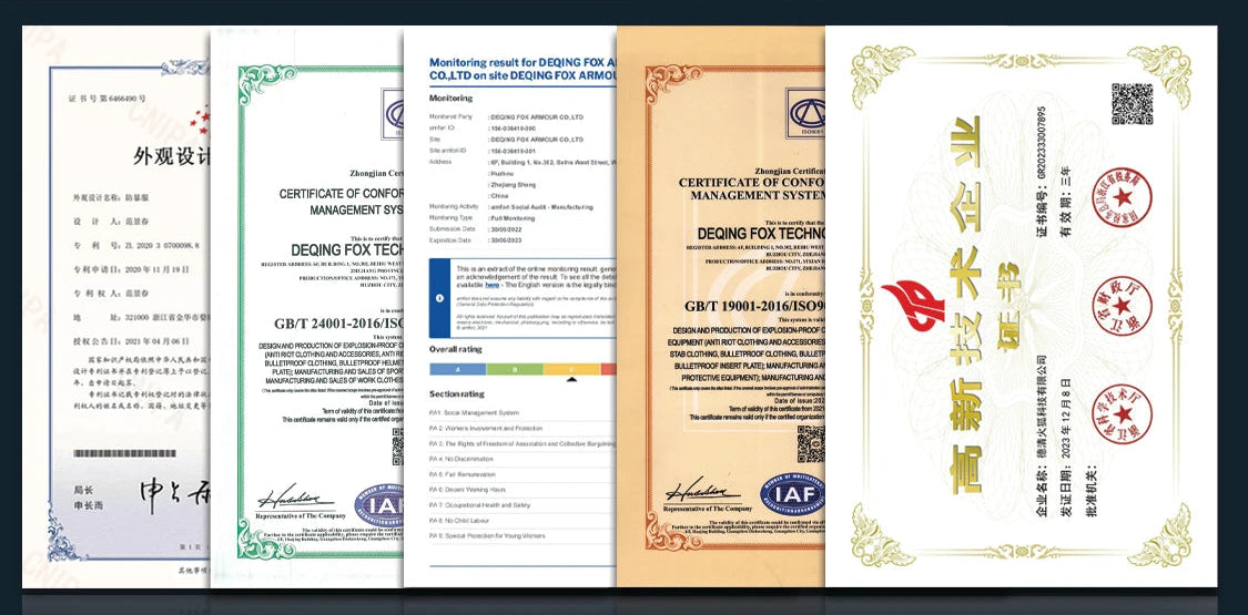 Collection of company certificates 