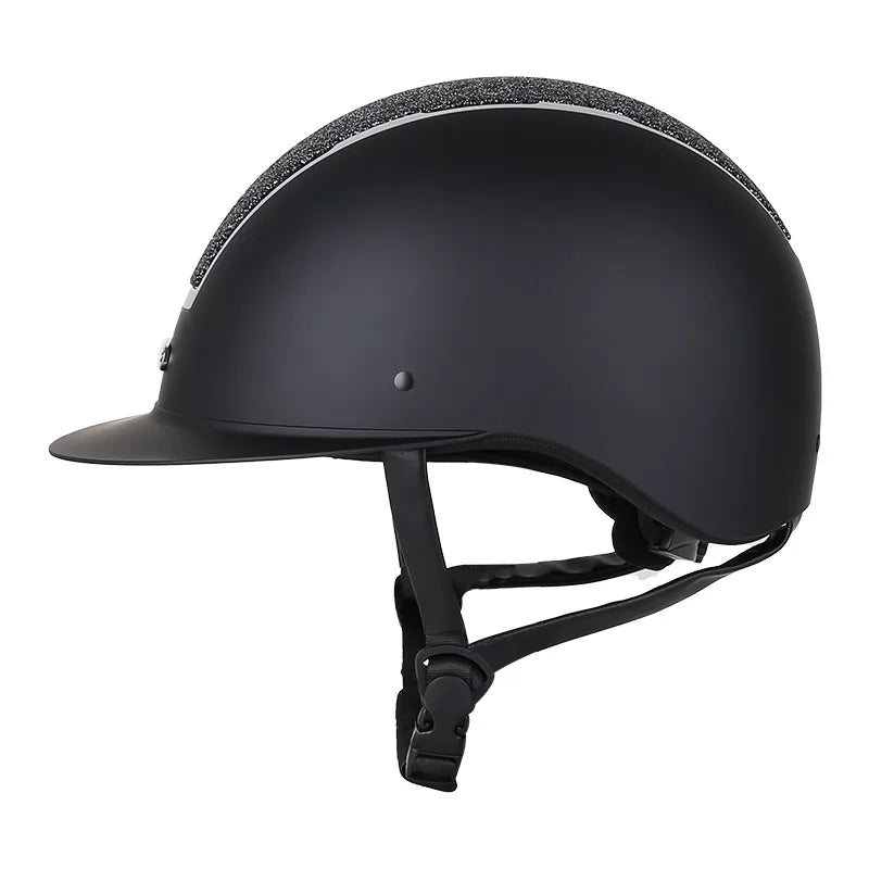 Diamond-Encrusted large brim equestrian helmet  / Adjustable riding cap