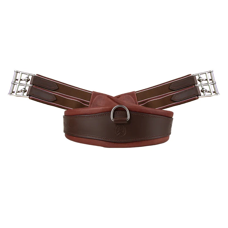 Premium Chocolate Leather Anatomical Girth | Anti-Chafe, Elastic & Padded for Training & Show @ ghoddosh.com
