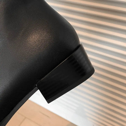 2026 New Cow Leather Round Toe Low Heels Winter Warm Riding Knee Boots  - ghoddosh.com