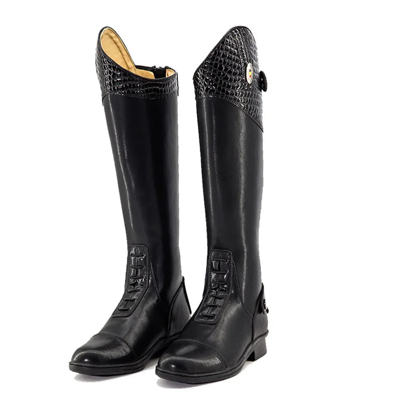 Genuine Leather Professional Equestrian Boots /Horse Riding Cowhide Long Boots