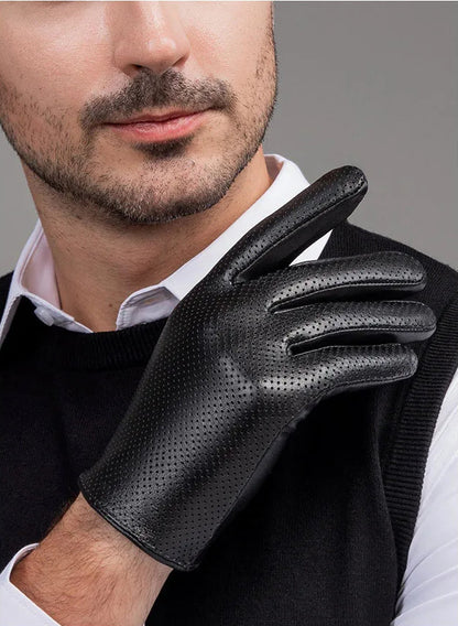 Genuine Leather Men Gloves / Breathable ,thin ,silk lining and Touchscreen Friendly @ghoddos.com