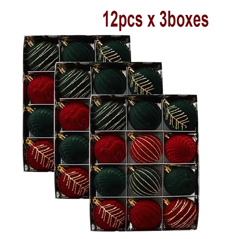 6/12pcs 6cm Wine Red Christmas Ball Ornaments / Available in Dark Green / White Christmas Tree Party Decoration @ghoddosh.com