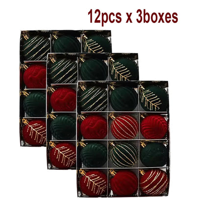 6/12pcs 6cm Wine Red Christmas Ball Ornaments / Available in Dark Green / White Christmas Tree Party Decoration @ghoddosh.com