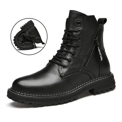 Luxury Men's Winter Boots - Warm Fur Lined Leather Ankle Boots , Waterproof Casual Snow Shoes @ ghoddosh.com