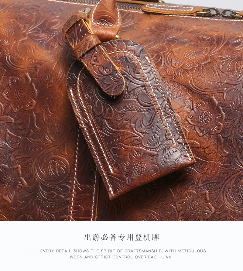 Vintage Embossed Handbag Leather Bag Large  Ghoddosh 