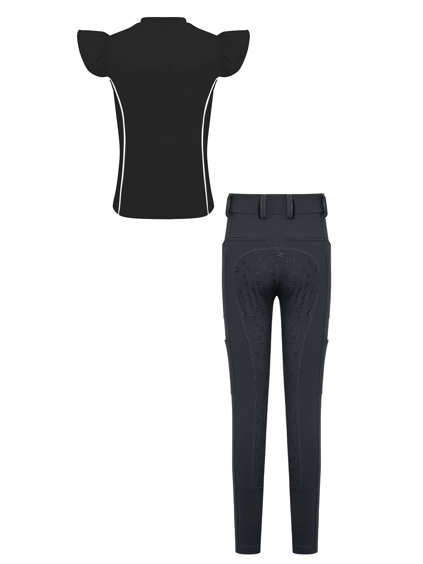  Girls' Equestrian Outfit Set Performance Riding Top & Anti-Slip Full-Seat Breeches @ ghoddosh.com