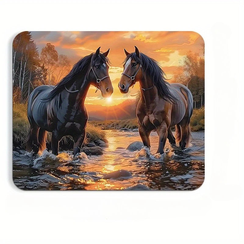 Printed horse pattern  anti-slip rubber computer mousepad @ghoddosh.com