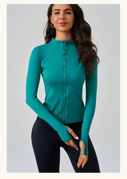Full Zipper Sports  Women's Shirt -  Slim Long Sleeve  Exercise Sweatshirt @ ghoddosh.com