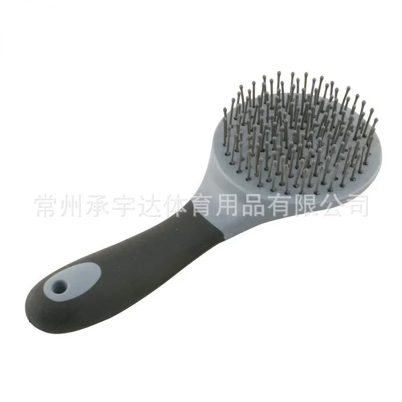 Horse Mane & Tail Brush ,  Round Shaped &  Soft Rubber Grip / Needle Bristles Stable Cleaning Kit